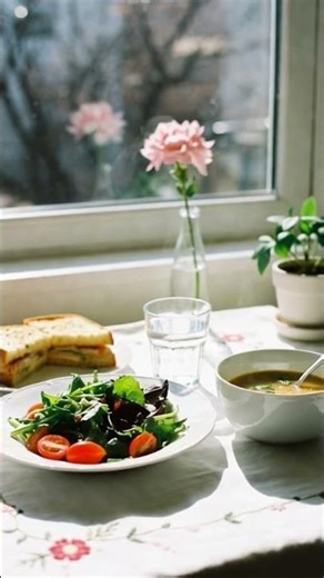 Hot soup and salad perfect ￼lunch