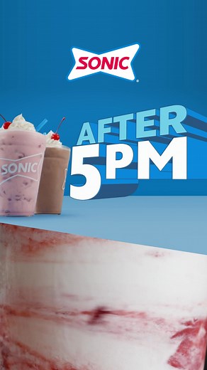 Introducing the newest late night crave—half price Shakes after 5PM at SONIC®. Order on lot or in the app for a limited time. Half price shakes available after 5 pm local time in the app or online only. Tax not included. Add-Ins cost extra and are not included in Half Price Shakes pricing. Limited time only at participating SONIC® Drive-Ins. TM & © 2025 America’s Drive-in Properties LLC. | Sonic Drive-In