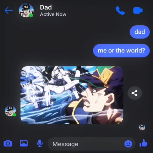 for the intro I'm using facebook messenger, I literally chatting with my dad guys 😭🥹 #jotarokujo #jolynecujoh #jojopart6 #jjba #jojosbizarreadventure