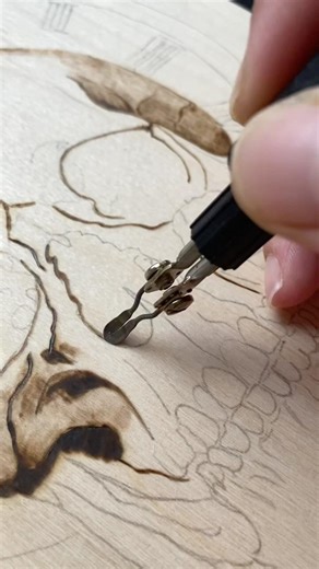 Pyrography art 🔥🔥🔥#woodart #handmade #woodcraft #skullartwork #fantasyart #artprocess #burning