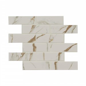 MSI Calacatta Gold Subway 12 in. x 12 in. x 0.24 in. Matte Porcelain Mesh-Mounted Mosaic Tile (0.93 sq. ft./Each) PT-CALGLD-2X6M