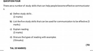 Study Skills and Effective Communicationa) Define study skill... | Filo