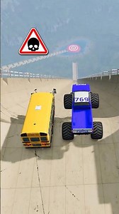Bus Vs Monster Truck 🔥 Mega Ramp Car Buses Trucks Games Simulator Stunt Jump Gameplay Shorts