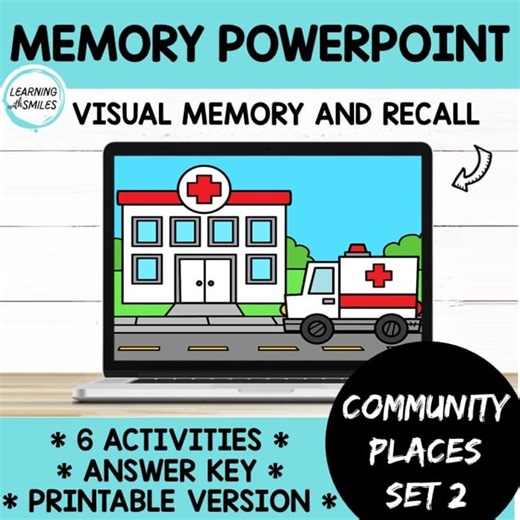 Working Memory PowerPoint Visual Recall: Community Places Set 2  Activity