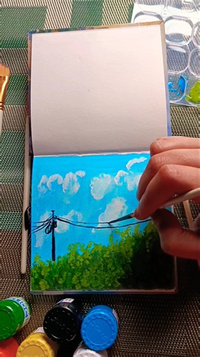 Painting a Beautiful Sky and Nature 🌤️💚 | Acrylic Painting