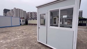 Generic Guard Booth with AC and Heating 6.5x6.5ft - Guard Shack - Guardhouse - Security Booth - Portable Office - Outdoor Office, Light Gray, BSI-GUARD-BOOTH-GRAY-WAC-6565