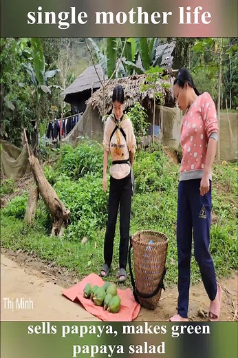selling papaya in the village and make green papaya salad #singlemother #PoorMother #singlemomlife | Salman Sk