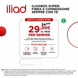 Iliadbox Super: fibra 5 Gbps Wi-Fi 7 Saponetta con SIM Dati a 29,99€/Mese | iliad