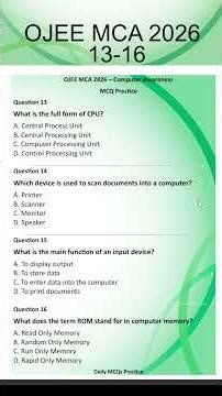 OJEE MCA 2026 Computer Awareness MCQs | Important Questions for MCA Entrance Exam question 13-16