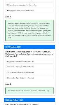 Peninsular River Systems: East-flowing Godavari, Krishna, Cauvery, Mahanadi and West-flowing Na...