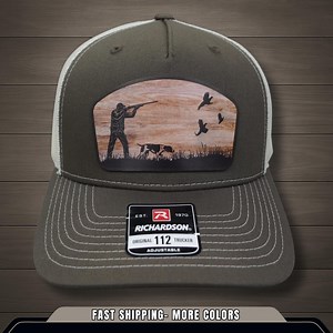 Pheasant Hunting Hat - Custom UV Printed Wood & Leather Patch Hat - Bird Hunting Hat - Richardson 112FP Hat - Outdoorsman Gift - Etsy