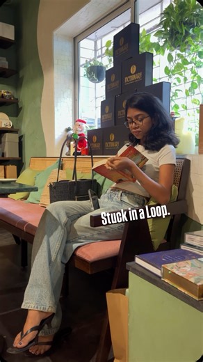 Fictionary on Instagram: "Some places don’t let you move on. They just loop you back into another chapter. That’s Fictionary for you. ☕📚 . . . . . [cozy loop, bookstore life, fiction bookstore, bandra bookstore, mumbai readers, slow living, bookish comfort, reading vibes, cafe bookstore, fictionary]"