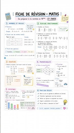 Prêt pour la 4ème ? Fiche de Révision - 1ère partie ! 📐✨ #maths #revision #rentrée #4ème