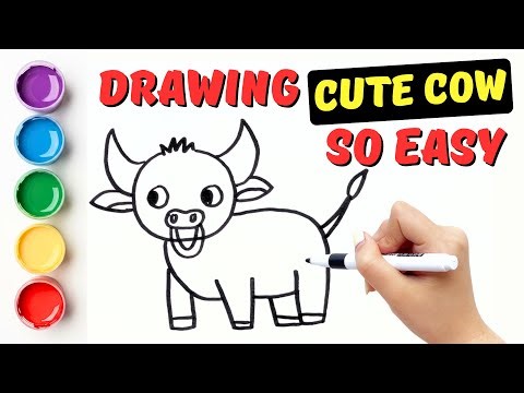 How To Draw a Cute Cow Step by Step Easy | Drawing Cow for Kids