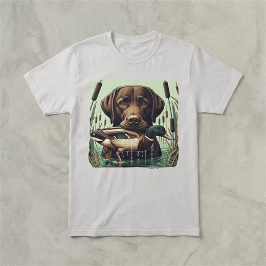 Chocolate Lab Retriever Duck Hunting T-shirt, Majestic Mallard Dog Graphic Tee - Etsy