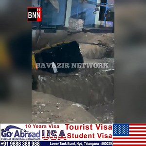 500K views · 8.1K reactions | Thursday ko hui tezz baarish ke dauraan Open naale ke side se nikalne ki koshish mein Auto gira naale mein | Mohammad Nagar Galli No.10 | Bandlaguda | BNN Channel | Facebook