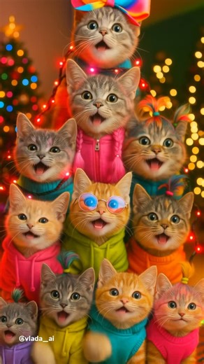 vlada__ai on Instagram: "Cat singing Christmas song 🎄🐱 cat singing Christmas, singing kitten, Christmas cat song, cute cat singing, kitten choir, festive cat, Christmas kittens, holiday cat video, adorable singing cat, viral cat Christmas, cute holiday cats, cat Christmas song, meowing Christmas, cozy Christmas cats #catsinging #cutecat #catlover #merrychristmas"