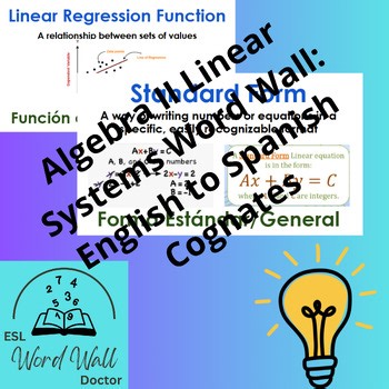 Algebra II Linear Systems Word Wall: English to Spanish