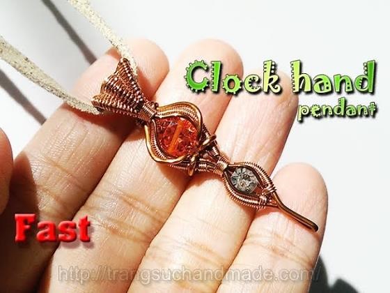 Copper wire pendant inspired by the clock hands (clock needle) - Fast version 286