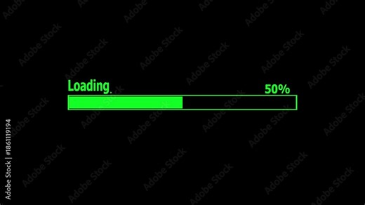 Loading bar animation, downloading system , processing percentage 0 to 70% transfer. Minimal Loading Screen Progress Bar at 0 to 70%, Green Loading Bar UI Animation – Progress Indicator.