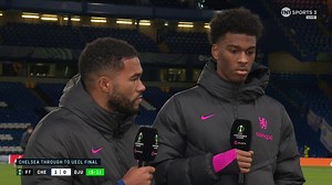 "We're happy, we're in another final" 🗣️ The panel talk to Reece James and Josh Acheampong about Chelsea's achievement in reaching another European final 🔵 📺 @tntsports & @discoveryplusUK | TNT Sports Football