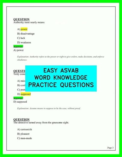 EASY ASVAB Word Knowledge Practice Test 2026 | Must-Know Questions for High Score (Updated)