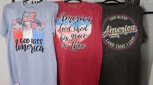 6.2K views · 95 reactions | Which 4th of July Tee are you wearing today?  Shop more faith based products here- https://www.loveinfaith.life/collections/new-arrivals | Love in Faith | Facebook
