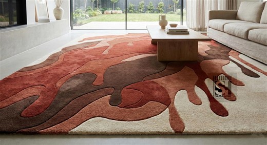 Hand Tufted Carpet – Modern Organic Design in Earthy Terracotta Tones | Luxury Handmade Carpet - Etsy