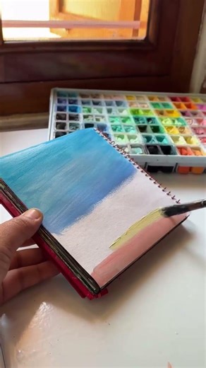 Quick & Easy Gouache Landscape | Perfect for Beginners!#menorahcreatif #menorahsketchbook #ytshorts