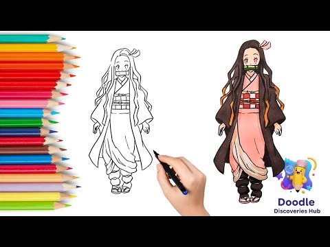 How to draw Nezuko from Demon Slayer | Easy Step-by-Step Anime Drawing and Coloring Tutorial
