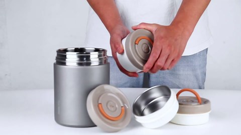 63oz Stackable Insulated Food Containers, 3 Tier Individually Sealed, Stainless Steel, Leak Resistant, Gray, Lunch Box for Office and Outdoors