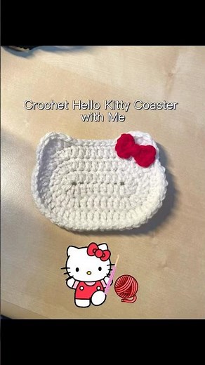 Crochet a Hello Kitty Coaster With Me 🎀 #crochet #sanrio #easycrochet #crochettutorial #handmade