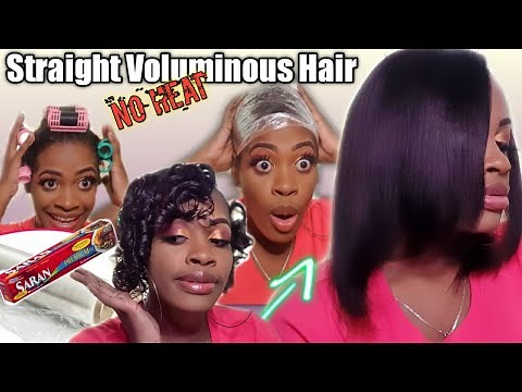 SILK WRAP/SARAN WRAP: How To Make Relaxed Hair Straight WITHOUT HEAT| GET SALON RESULTS AT HOME!!😍😱