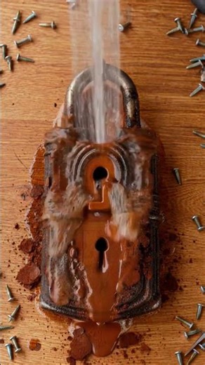 Rust removal from metal lock #rust #cleaning #metal