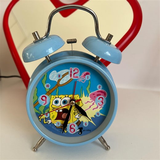 Spongebob Squarepants Alarm Clock – Vintage 2004 Nickelodeon – Baby Blue Twin Bell Clock – Works Great – 18 Cm Tall - Etsy
