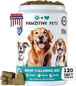 Calming Chews for Dogs - Dog Calming Chews for Stress - Anxiety Support Melatonin for Dogs - Fireworks, Travel, Vet Visits, Thunder