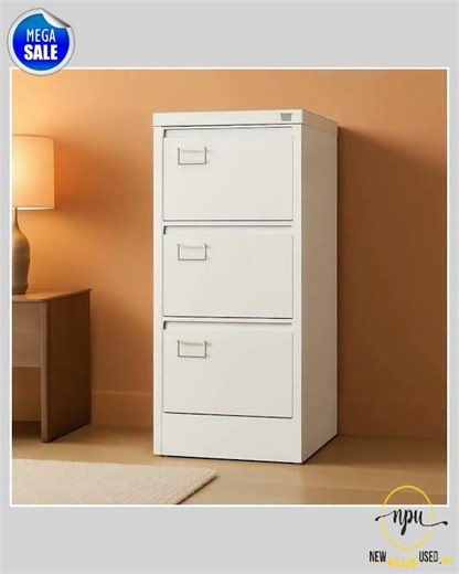 NEW White 4 Drawer File Cabinet With Lock 16 Inch Deep