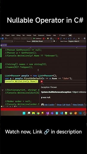 Nullable Operator in CSharp #webdevelopment #dotnet #csharp