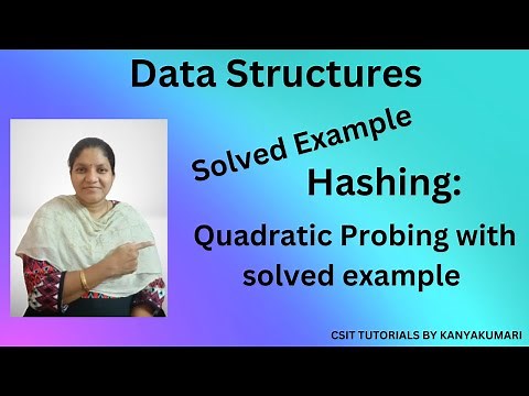 Quadratic probing with an example, Hashing, Collision resolution techniques, open addressing
