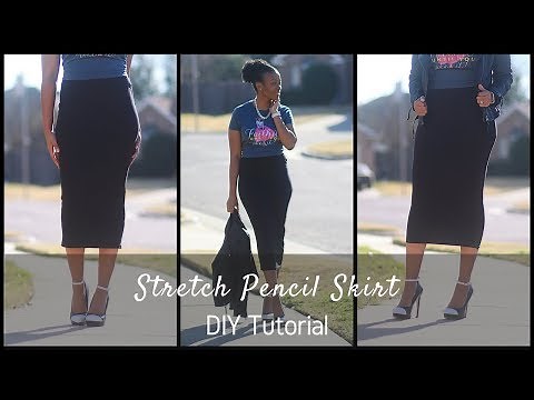 DIY Stretch Pencil Skirt Block with Flat Elastic Waistband Tutorial
