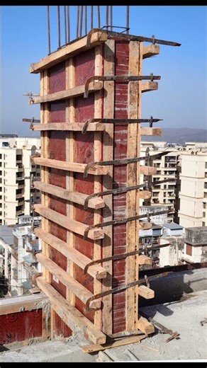 High-Rise Column Support: Perfect Alignment! 🏢🏗️#shorts #construction #civilengineering #viral