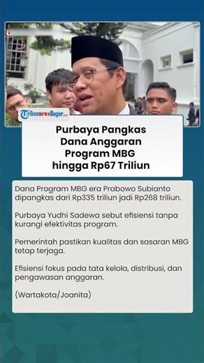 Lakukan Efisiensi, Purbaya Pangkas Dana Progam MBG hingga 67 Triliun, Fokuskan Ini