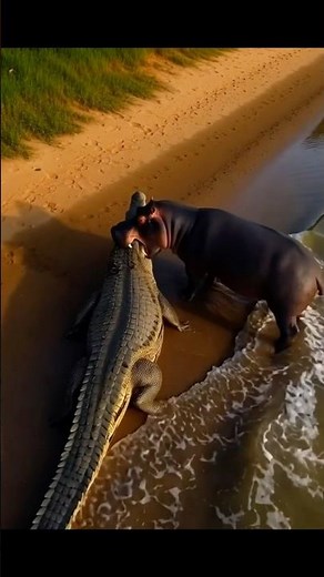 😱 Angry Hippo Kills Crocodile 🫢
