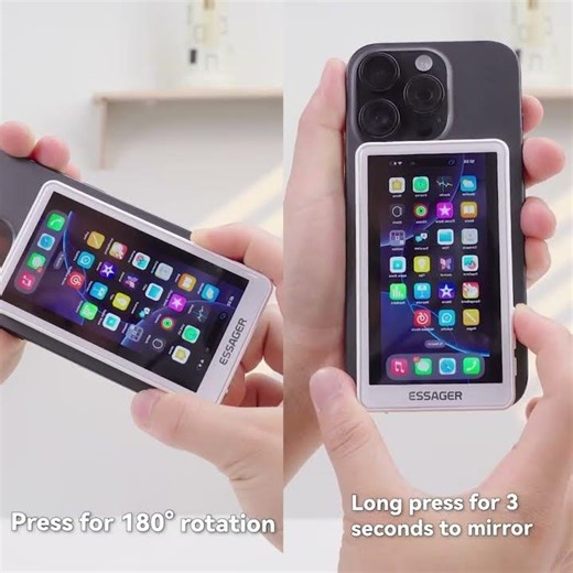 ESSAGER Magnetic Phone Selfie Monitor Screen for Smartphone Rear Camera Selfie Vlog Live Stream for