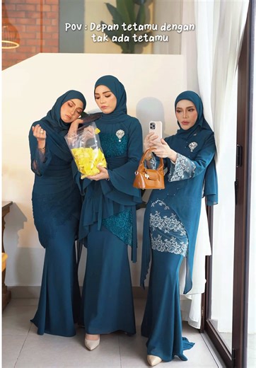 Modern Kurung Styles in Teal Blue