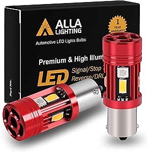 Alla Lighting CAN Bus BAU15S 7507 12496 LED Bulbs Amber Yellow Turn Signal Lights, Plug-n-Play PY21W 7507AST CANBUS Blinker Lamps Replacement