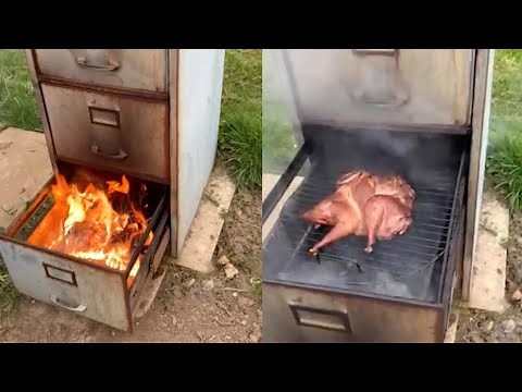 Couple Create A Smoker Using An Old Filing Cabinet