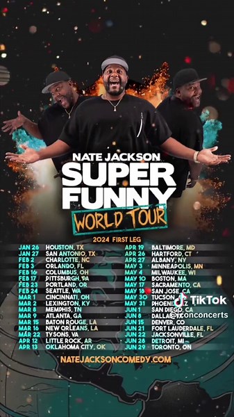 We're thrilled to have Nate Jackson bring the Super Funny World Tour in 2024! Set your alarms for the public on sale happening on December 1st at 9am local to get your tickets at natejacksoncomedy.com #natejackson #natejacksoncomedy #natejacksoncomedyshow #natejacksontiktok #natejacksonsuperfunnycomedyshow #comedy #comedytour