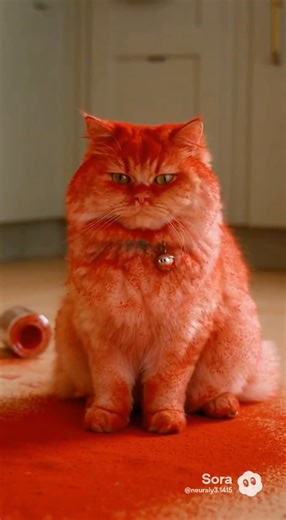 White Persian Cat Knocks Over Chili Powder… and Turns RED?! Is This a New Breed?