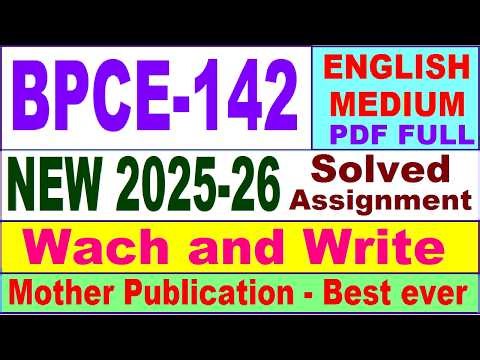 BPCE 142 solved assignment 2025-26 in English || bpce 142 solved assignment 2026 || ignou bpce142